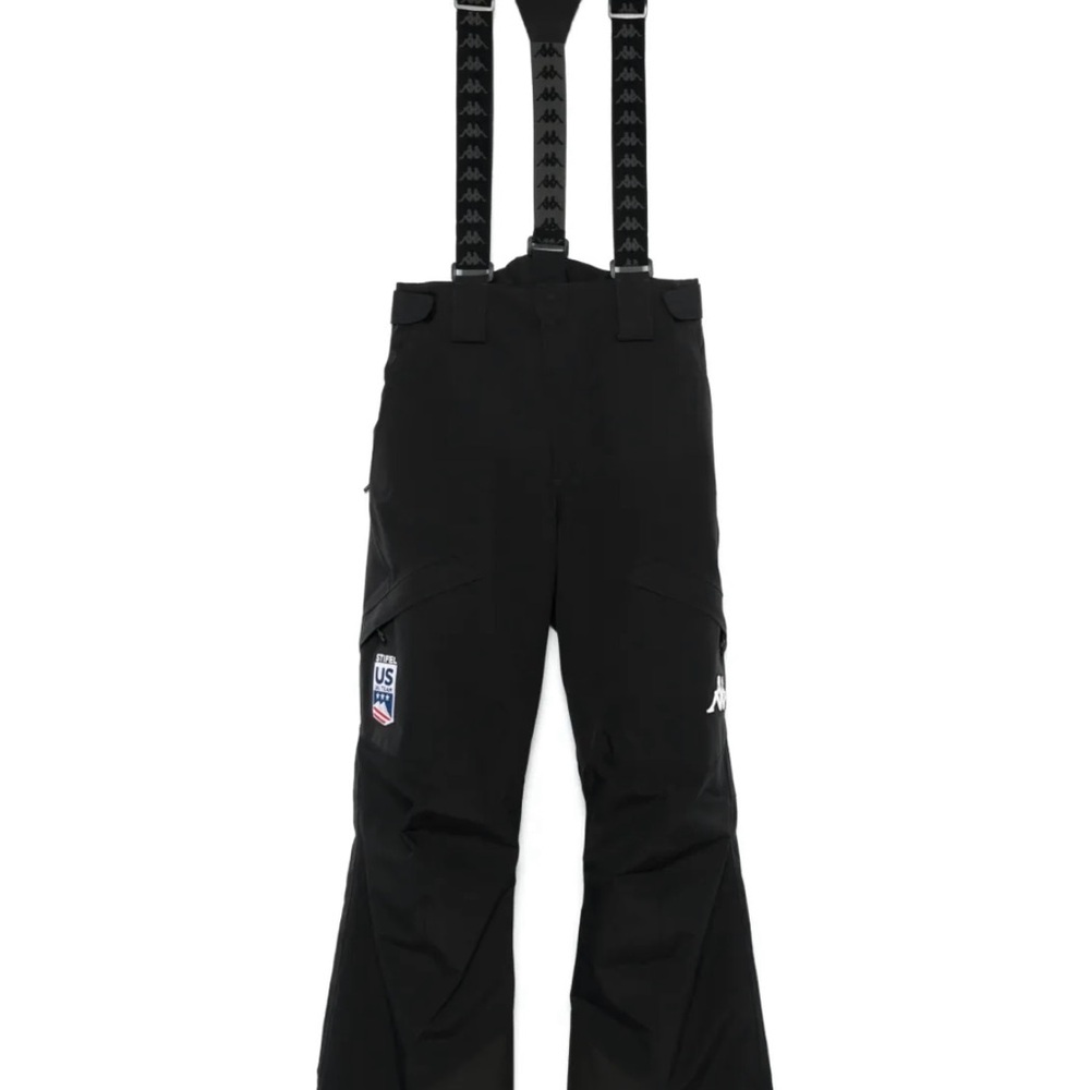 Kappa Black Ski Pants with Logo and Patches US ski team